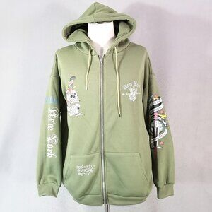 Ed Hardy Hoodie Sweatshirt Men's 2XL XXL extra large Green full zip